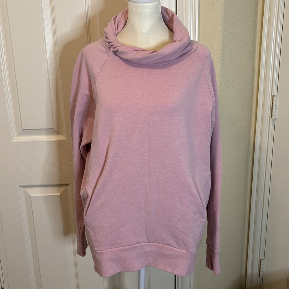 Nordstrom Zella Pink Rolled Neck Detail Sweatshirt
